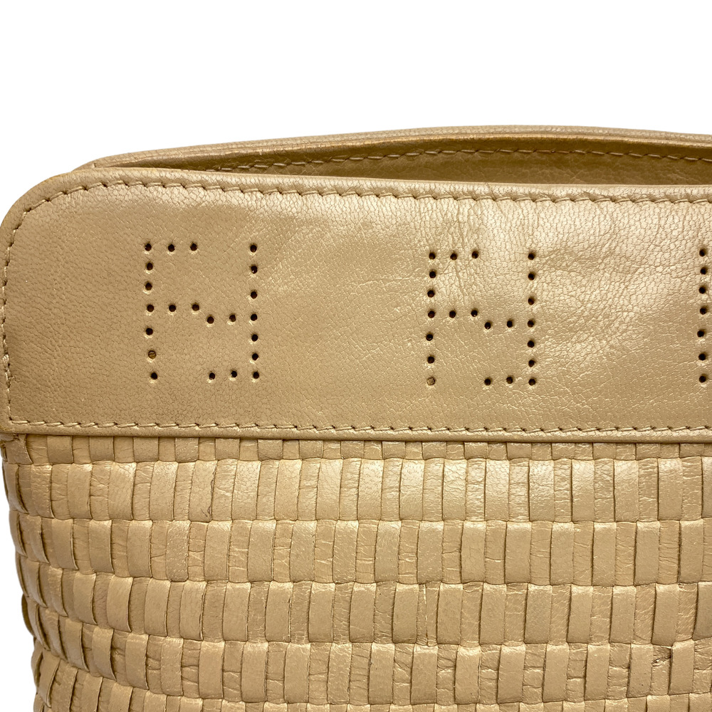 Vintage Fendi Vintage Tan Woven Leather Crossbody Bag Purse - Picture 2 of 12